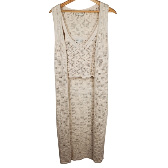 Freshman 1996 Tops - Freshman 1996 Crochet Top and Sleeveless Duster.  Off White. MED. #0151